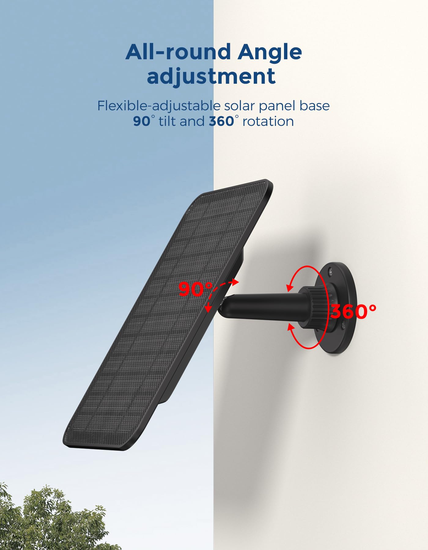 Solar Panel for Blink Outdoor 4Outdoor(3rd Gen) Outdoor 2K+Blink XT2XT3XT Camera,Built-in 5000mAh Battery,IP67 Waterproof,360° Adjustable Mount