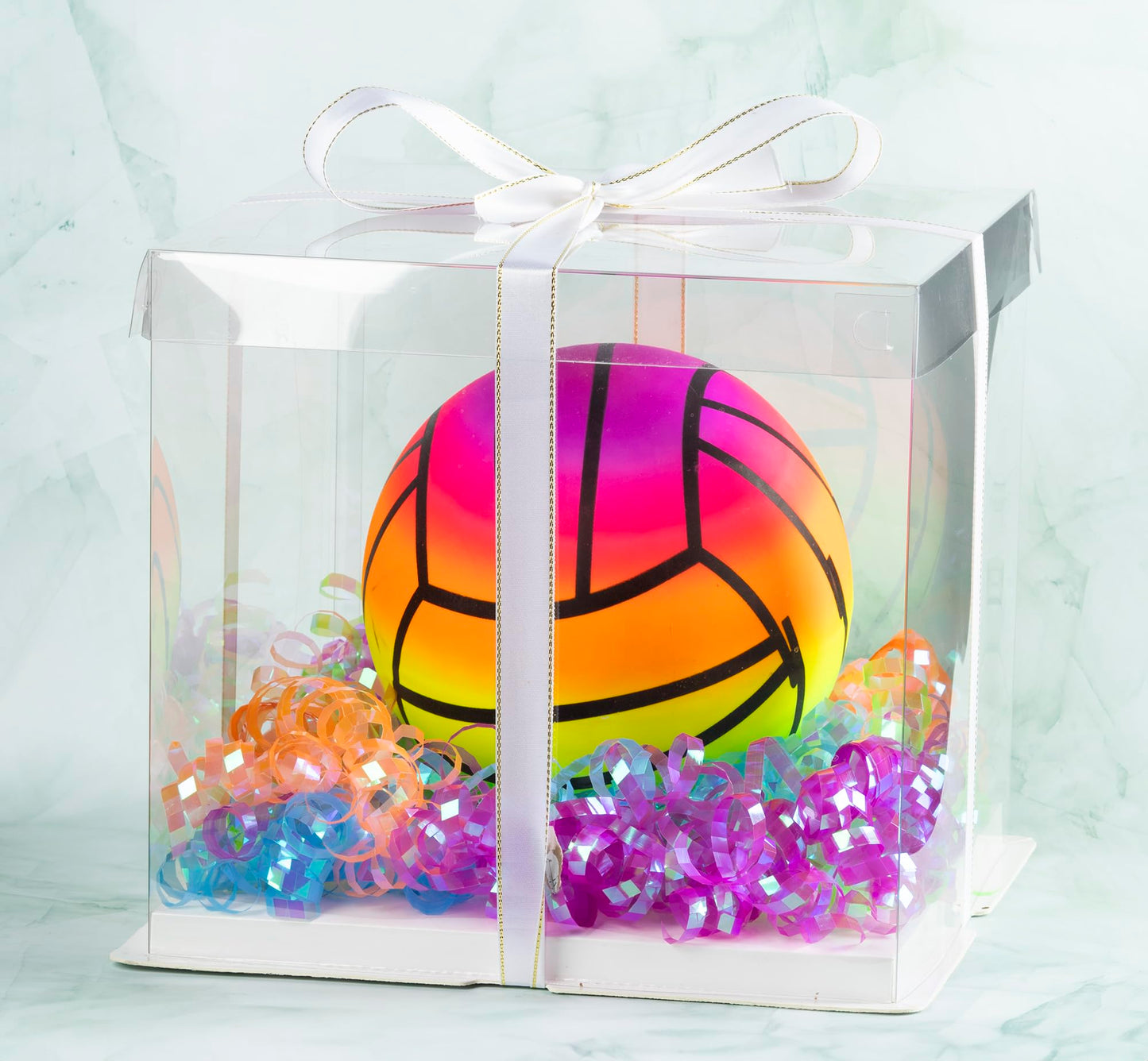 Doppelia 2 Pack Cake/Gift PET Tall Clear Box - 10" X 10" X 9" Carrier With Lid & Ribbon, Transparent Display Container For Birthday, Wedding, Anniversary