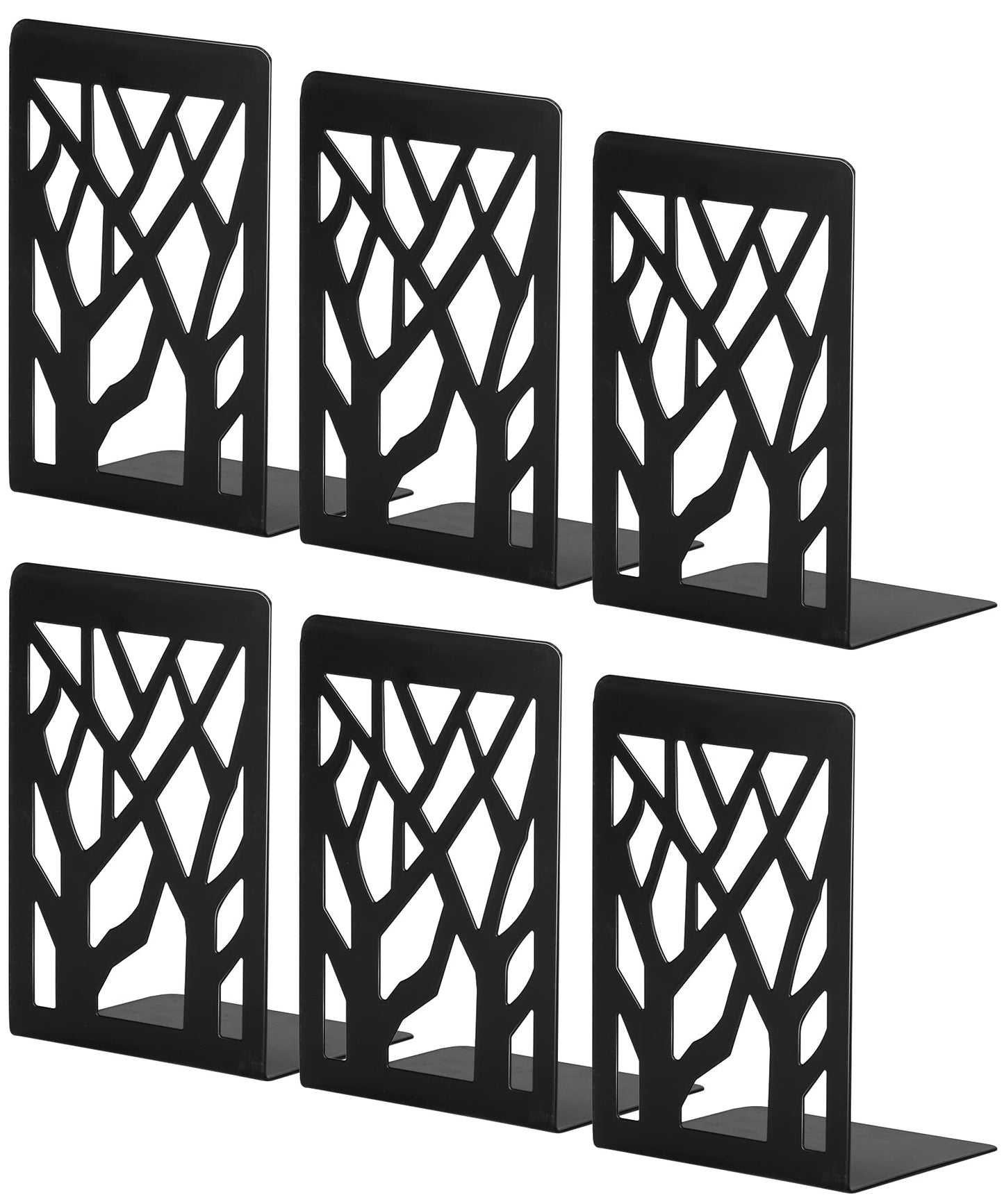 Book Ends, Bookends, Book Ends for Shelves, Bookends for Shelves, Bookend, Book Ends for Heavy Books, Book Shelf Holder Home Decorative, Metal Bookends, Bookend Supports, Book Stoppers (3 Pair, Black)