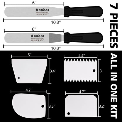 Anaeat 11 Inch Cake Decorating Kits, Revolving Cake Turntable Stand with 2 Icing Spatula and 4 Icing Smoother, Durable Cake Decorating Supplies, Baking Tool for Birthday & Anniversary - Cake Spinner