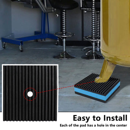 LBG Products Anti Vibration Pads,4" X 4" X 7/8" Heavy Duty Blue EVA Rubber Anti Vibration Isolation Pad for Air Compressor,Washer and Dryer,HVAC,Treadmills,Air Conditioner etc,Pack of 4