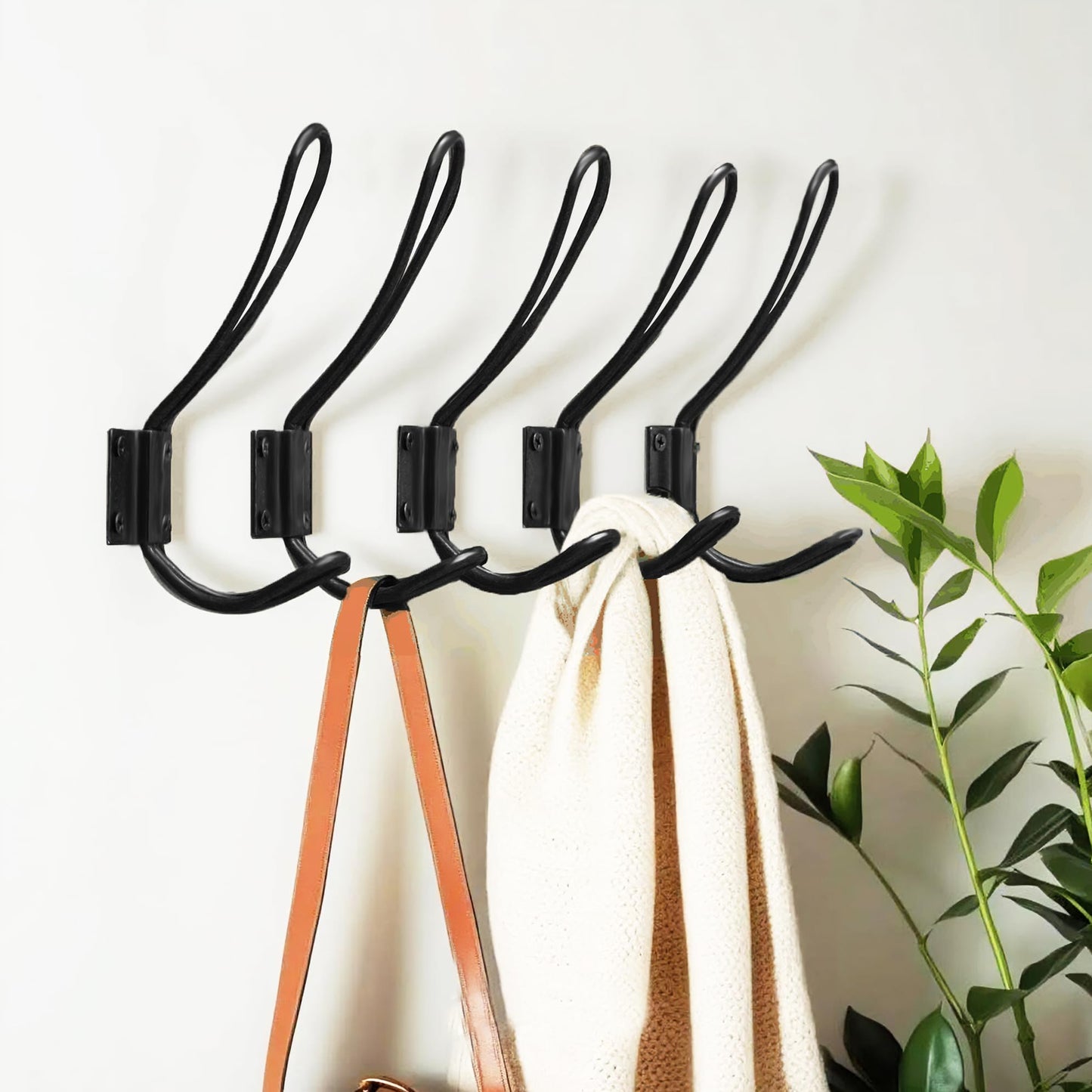 Black Coat Hooks OHIYO Rustic Wall Hooks 10Pack Vintage Double Coat Hangers for Hanging Hats Bags in Entryway Bathroom Bedroom Heavy Duty Wall Mounted Iron Hooks with Metal Screws Included