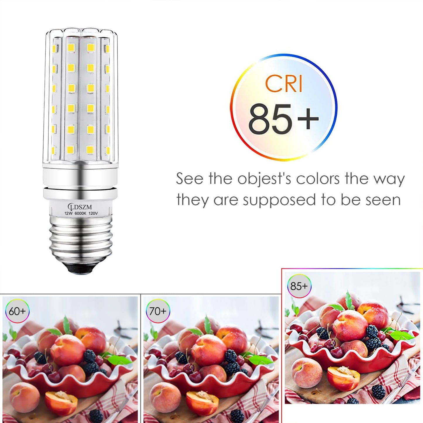 LED Light Bulb,100 Watt Equivalent 1200lm LED Bulb, 6000K Daylight LED Corn Light Bulb,12W Non-Dimmable LED Bulbs, E26/E27 Medium Base Ceiling Fan LED Corn Light Bulbs,4-Pack