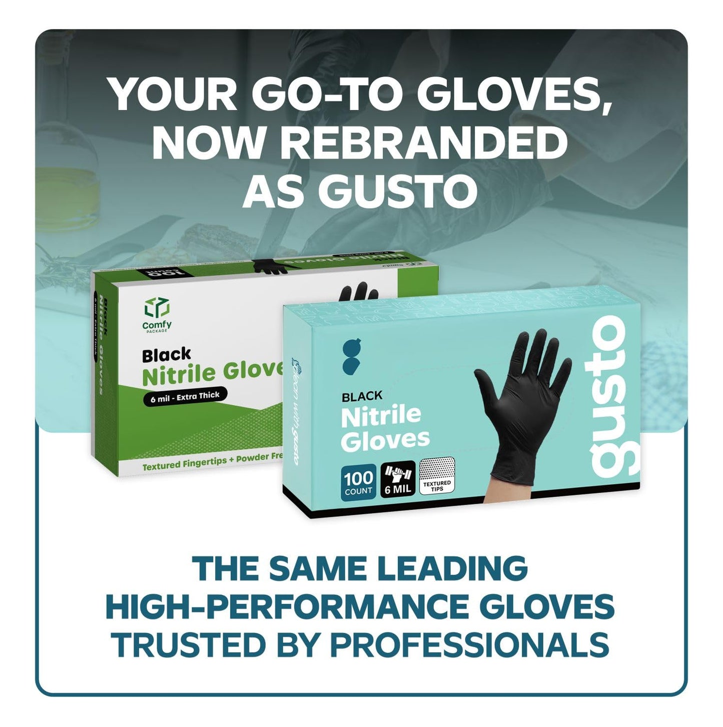 Comfy Package [200 Count] Black Nitrile Gloves Disposable Latex Free, 6 Mil Extra Strength, Powder Free, Chemical Resistant, Textured Fingertips - Medium