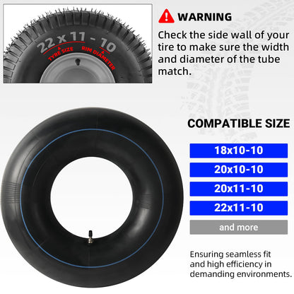 AR-PRO Replacement 22x11-10, 20x10-10 Inner Tubes for ATV UTV, Lawn Tractor, Garden Trailer, Golf Cart, Snow Blowers - With TR4 Straight Valve Stems - Made from Durable Butyl Rubber (Set of 2)