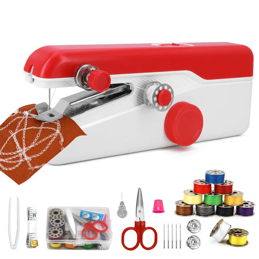 Xamanabu Portable Handheld Sewing Machine with Dual-Speed, Mini Electric Hand Sewing Kit for Quick Clothes Repair, DIY Fabric for Beginners, Adults, Home & Travel Use