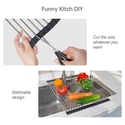 Roll up Dish Drying Rack Over The Sink Kitchen Roll up Sink Drying Rack Portable Dish Rack Dish Drainer (12.79’’21.25’’)