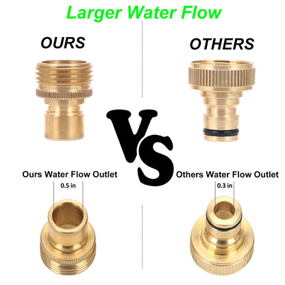 STYDDI Brass Full Flow Garden Hose Quick Release Connect Adaptor Fitting - Full Port Outdoor Water Quick Disconnect Connector Coupler With Male and Female - 3 Sets, 4 Washers