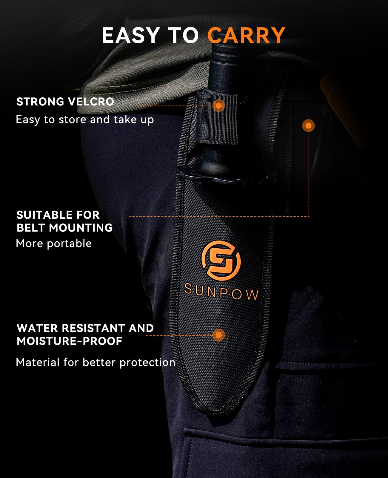 SUNPOW Metal Detector Shovel - Heavy Duty Double Serrated Edge Digger Trowel - Garden Digging Tools with Carrying Sheath - Metal Detector Accessories