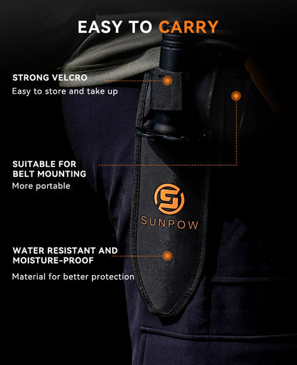 SUNPOW Metal Detector Shovel - Heavy Duty Double Serrated Edge Digger Trowel - Garden Digging Tools with Carrying Sheath - Metal Detector Accessories