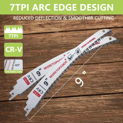 MORETOPGOOD 9” Arc Edge Reciprocating Saw Blade, 7TPI Japanese Teeth with Curved Edge Wood Pruning Saw Blades for Tree Trimming, Wood Cutting (3 Pack)