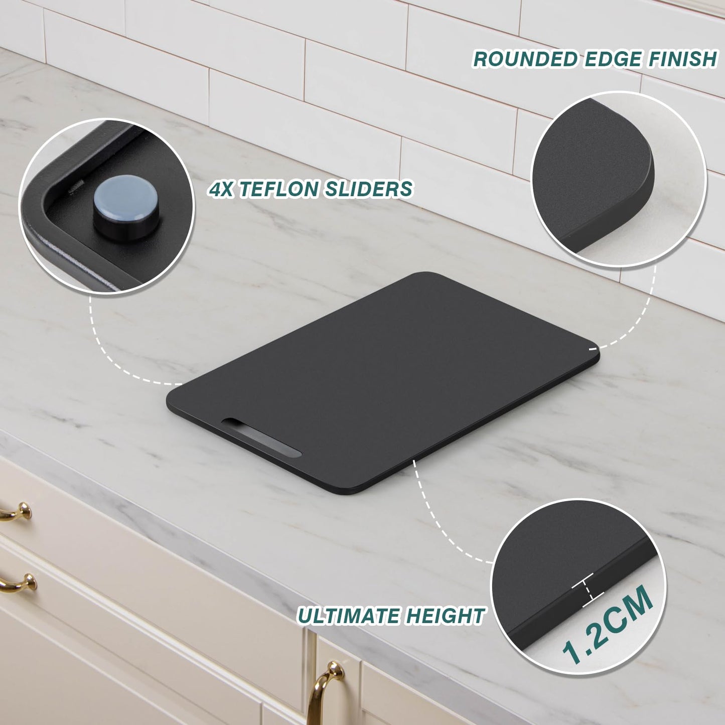 ANBOXIT Metal Appliance Slider, Sliding Tray for Coffee Maker,360° Effortless Movement,Small Appliance Rolling Tray for Counter, Coffee Pot Slider, Deep - Medium (14.5"D x 9.5"W)