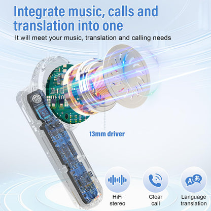 Ai Translation Earbuds Real Time, 3-in-1 Buletooth 5.4 Translator Earbuds with 5 Translation Modes/164 Languages/No Subscription Required, 48H Headphones Translator for Travel/Business/Leaning