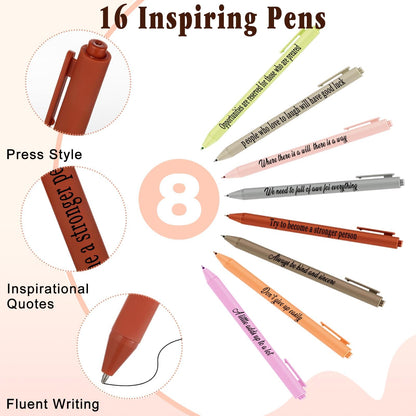64 Pcs Motivational Mini Notebooks Bulk Set,16Pcs Motivational Quote Notebooks,16Pcs Ballpoint Pens,16Pcs Keychains,16Pcs Packaging Bags,Thank You Gifts for Teacher Colleagues