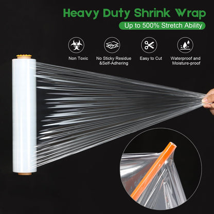 2 Packs Stretch Wrap Stretch Film 15" X 1000 Feet Shrink Wrap Packing Moving Suppliers 60 Gauge Plastic Wrap for Pallet Wrapping Shipping and Surface Protection