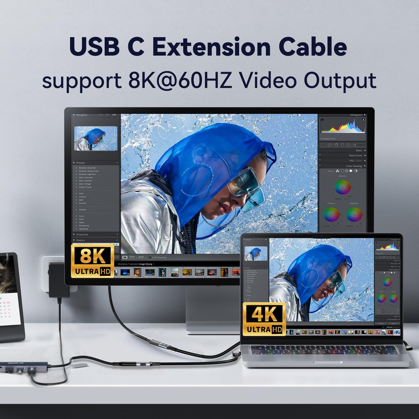Short Right Angle USB c Extension 2FT/0.6M Compatible with Thunderbolt 4 Extension Cable high Speed 40Gbps Data Transfer,8k/4k Video,240w Fast Charging Male to Female usbc 90 Degree Extension Cable