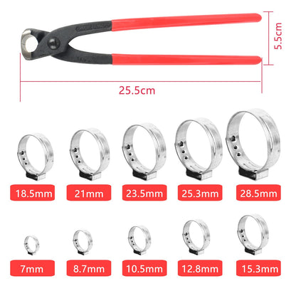 304 Stainless Steel Single Ear Hose Clamps - BeiLan 115Pcs 6-28.6mm Stepless Hose Clamps with Ear Clamp Pincer Cinch Rings Crimp Hoses Clamps Assortment Kit for Water Pipe Plumbing and Automotive Use