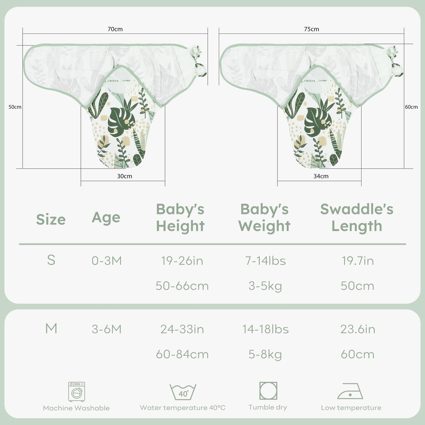 Yoofoss Baby Swaddles 0-3 Months 100% Organic Cotton Newborn Swaddle Blanket 3 Pack Tog 0.5 Adjustable Swaddle, Breathable Soft Swaddle Sack (Small)