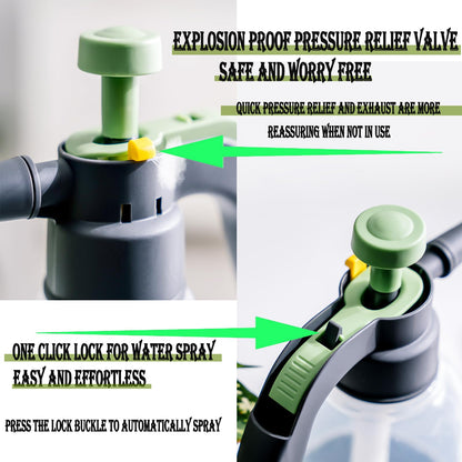2L Plant Spray Bottle Pump Sprayer Plant Watering Can Hand-Held Misting Spray Bottle with Adjustable Nozzle (Green+Grey)