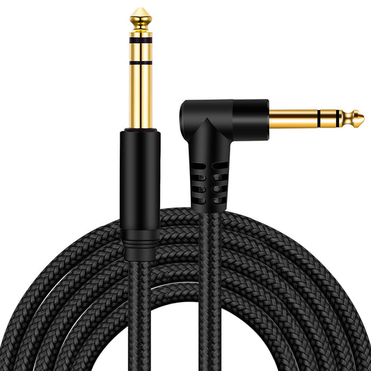 1/4 Inch TRS Instrument Cable 50Ft,BELIPRO 6.35mm TRS to 6.35mm TRS Stereo Audio Cable Male to Male Right-Angle-to-Straight for Electric Guitar, Bass, Keyboard,Mixer,Amplifier,Speaker,Equalizer...