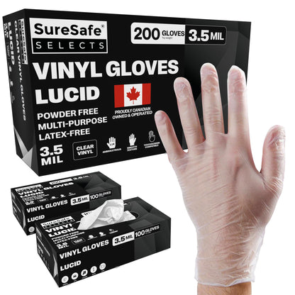 [200 Pack] SURESAFE 3.5 Mil Clear Vinyl Gloves Medium, Powder & Latex Free, Smooth & Comfortable, Gloves For Food Prep, Cooking, Gardening, Painter, Disposable