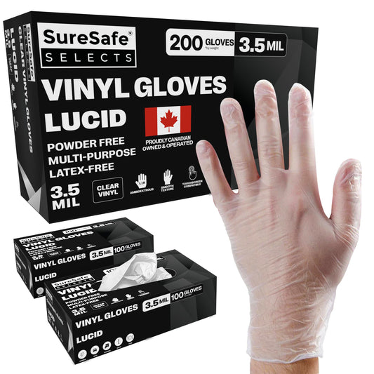 [200 Pack] SURESAFE Clear Vinyl Gloves Large, 3.5 Mil Powder & Latex Free Gloves, Smooth & Comfortable, For Food Prep, Cooking, Gardening, Painter, Disposable