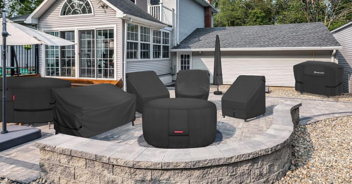 Porch Shield Fire Pit Cover - Waterproof 600D Heavy Duty Round Patio Fire Bowl Cover Black - 32 inch