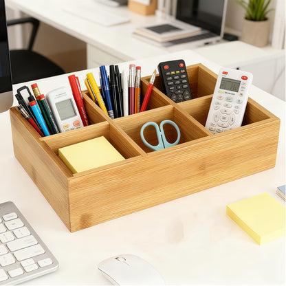 Dicunoy 2 Pack Bamboo Tea Bag Organizer, Wood Tea Drawer Box Storage Holder With 6 Compartments, Chest Box for Coffee Station, Sugar Packet, Sweeteners, Small Packets