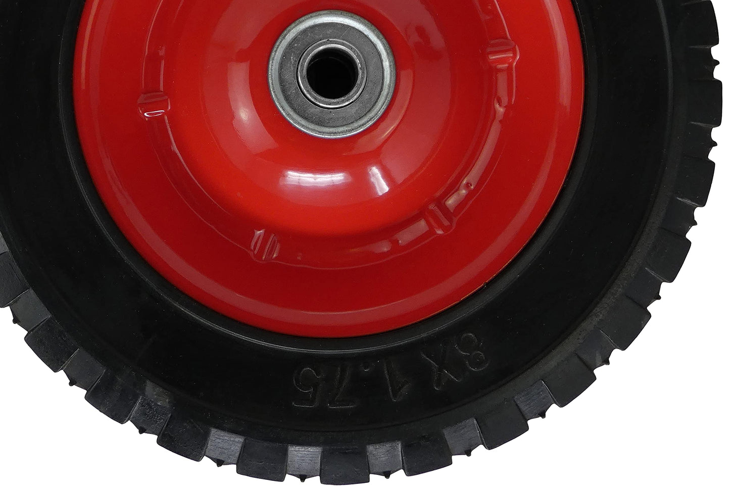 Shepherd Hardware 9594 8-Inch Semi-Pneumatic Rubber Tire, Steel Hub with Ball Bearings, Ribbed Tread, 1/2-Inch Centered Axle Diameter