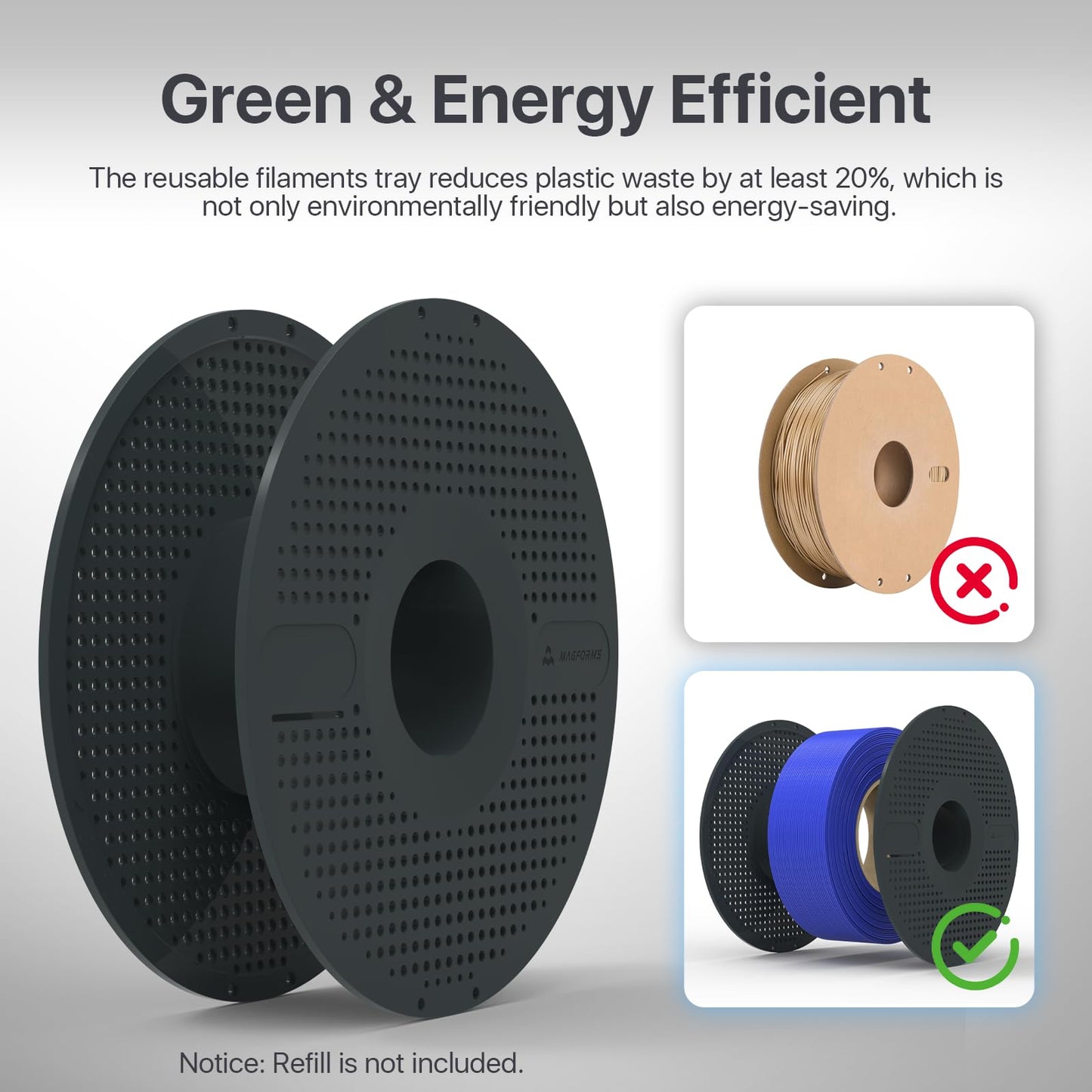 Detachable Filament Tray, Reusable High Strength & Heat Resistant Filament Spool Holder, Durable & Easy to Use, Fit for Most 1.75mm 3D Printer Filaments PLA, ABS, PETG, TPU (Dark Gray, 1 Pack)