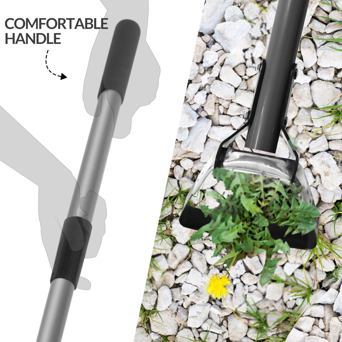 Walensee Action Hoe for Weeding Stirrup Hoe Tools for Garden Hula-Ho with Adjustable 56 Inch Scuffle Loop Hoe Gardening Weeder Cultivator, Sharp Durable Metal Handle Weeding Rake with Cushioned Grip