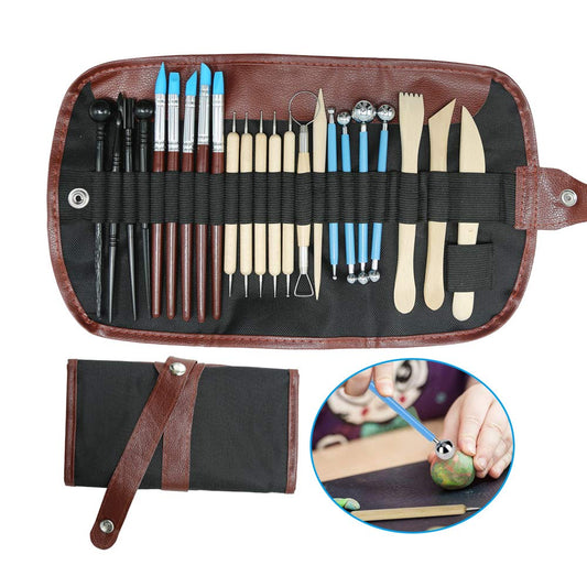 Anxingo 24 in 1 Pottery & Clay Sculpting Tools with Assorted Shape Size DIY Clay Modeling Tool Set for Adult Teen Lover
