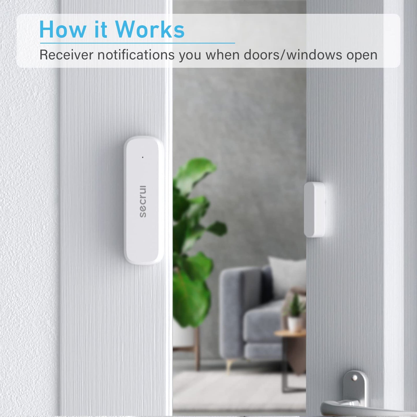 SECRUI Door Chime, Door Chimes When Door Opens with 5 Adjustable Volumes, Easy Installation, 52 Chimes, 500ft Wireless Range, M508+D7, White