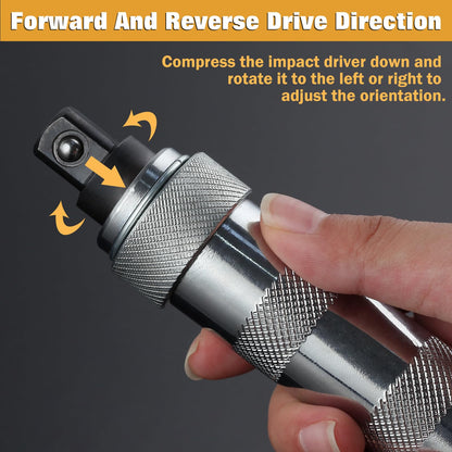 LEONTOOL 3/8 Inch Drive Manual Impact Driver Set Hand Impact Driver Extractor Tool, Reversible Hand Screwdriver Set, with Slotted and Phillips Screwdriver Bits, for Tighten/Rusted Fasteners