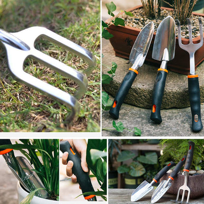 Yongkist 3 Piece Garden Tool Set, Cast-Aluminum Heavy Duty Gardening Kit Includes Hand Trowel, Transplant Trowel and Cultivator Hand Rake with Soft Rubberized Non-Slip Ergonomic Handle, Ideal Gifts