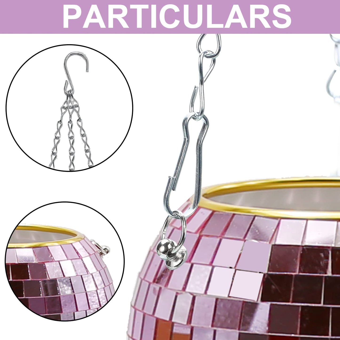 Vkinman 6 Inch Hanging Disco Ball Plant Hanger with Chain and Hook Mirror Disco Plant Holder Hanging Flower Plant Pot Home Decor
