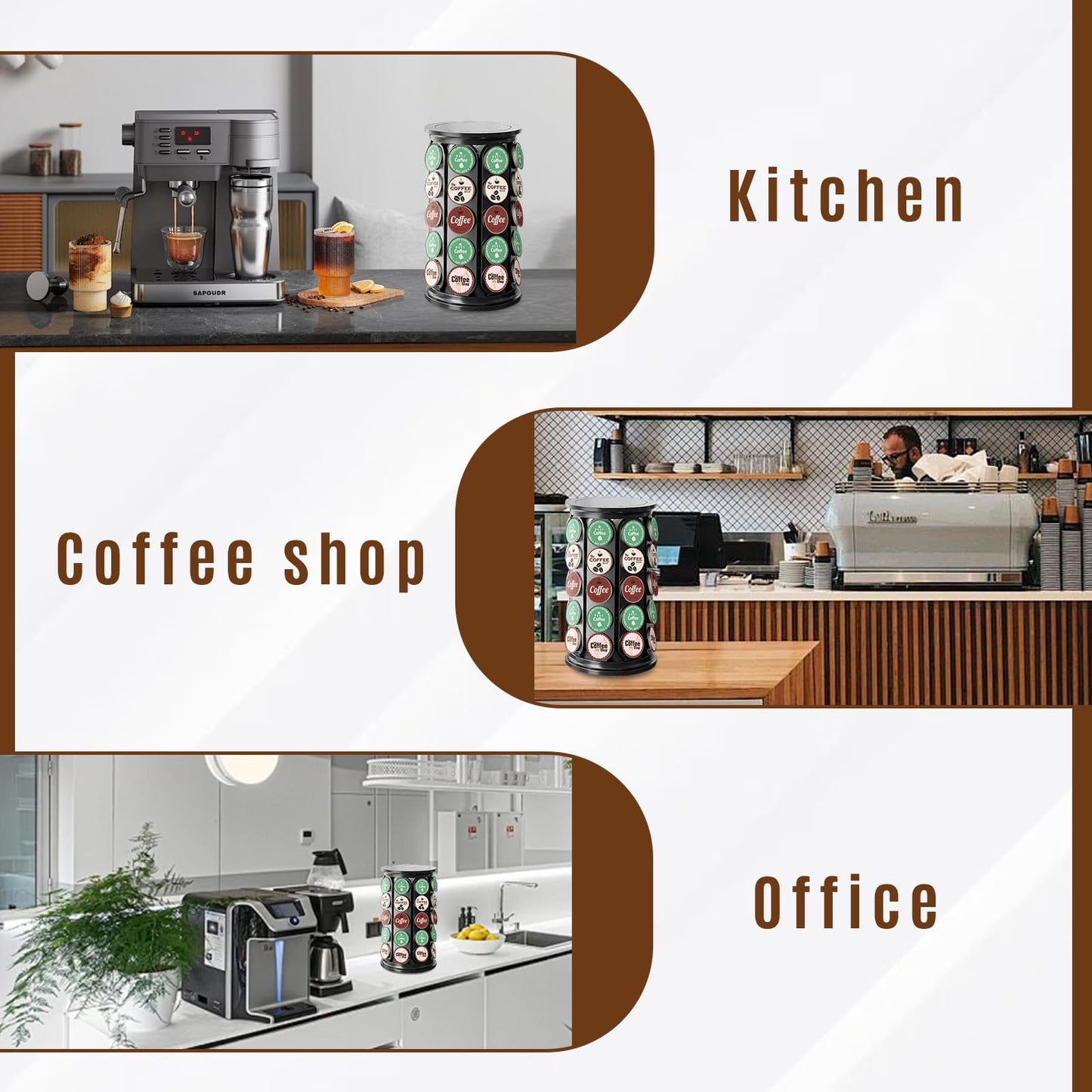 TOMSHUB K Cup Holder，Coffee Pod Storage Carousel Holder Organizer Compatible with 40 Keurig K-Cup Pods，Home or Office Kitchen Counter Organizer