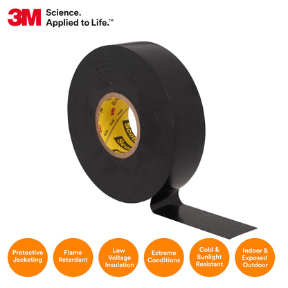 3M Scotch Super 33+ Electrical Tape - 1 in x 36 yd (108 ft), Premium Grade All-Weather Vinyl, Resistant to Abrasion, Moisture, Corrosion, Alkalies - 1 Long Roll, Black