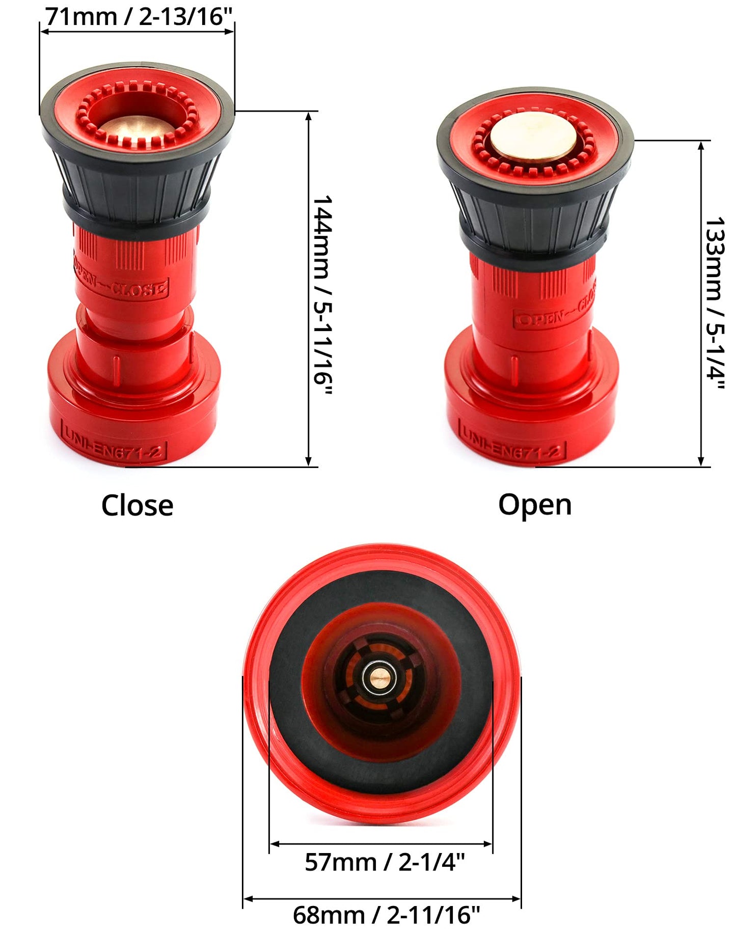 QWORK Fire Hose Nozzle, 2" Heavy Duty NPSH/NPT Thermoplastic Constant Flow Fog Nozzle, Fire Equipment, 2 Pack