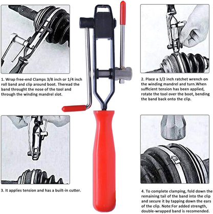 10Pcs CV Joint Boot Clamp Pliers with CV Boot Clamps Kit, Auto Repair Tool for Car Tire Repair Clamp Removal, Car Band/Banding Tool Kit, Automotive Hose Axle Plier