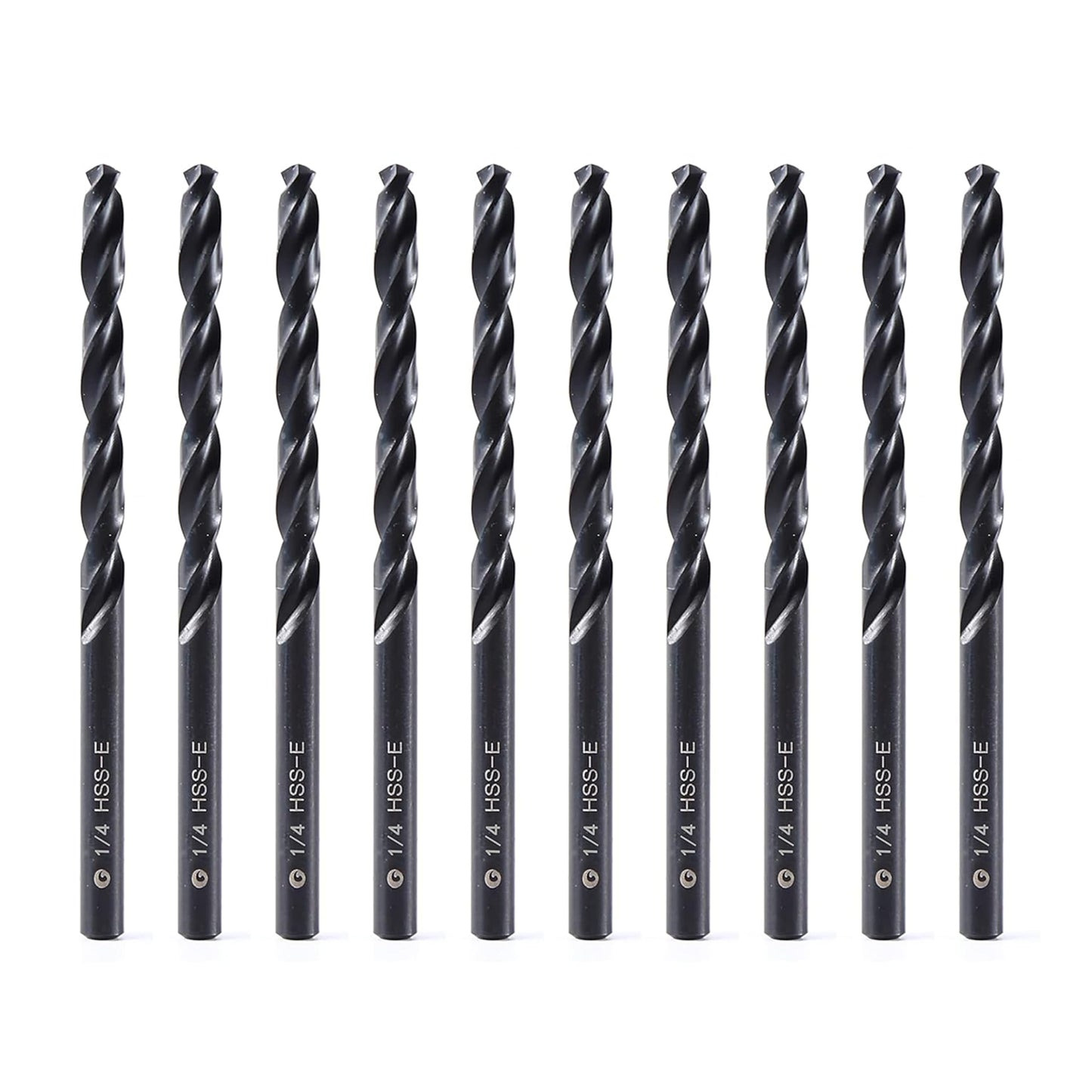 DelitonGude 1/4 inch HSS M35 Cobalt Twist Drill Bits,High Speed Steel,Pack of 10,Suitable for Steels,Cast Iron,Stainless Steels and Other Hard Metals(1/4inch-CAD)