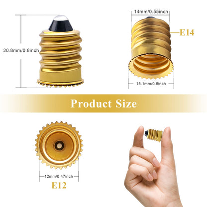 DiCUNO E14 to E12 Adapter, European to Candelabra Base Light Socket Reducer for Lamps and Chandeliers, Brass, Pack of 20