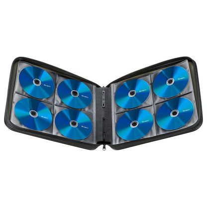 SANWA (Japan Brand) 160 Capacity CD Case, Portable DVD Storage Case, EVA Protective Music Movie Game Blu-ray Disc Wallet, Holder, Binder with Handle, Media Storage for Car, Home, Office, Black