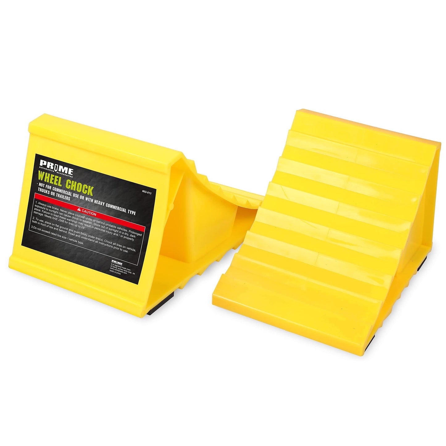 PR1ME Wheel Chocks with Non-Slip Base for RV & Trailer. 2 Pack Safety Wheel Chock with Bright Yellow. Lightweight Wheel Stoppers for Cars Camper Trucks RVs, Fit for Most Tyre Sizes