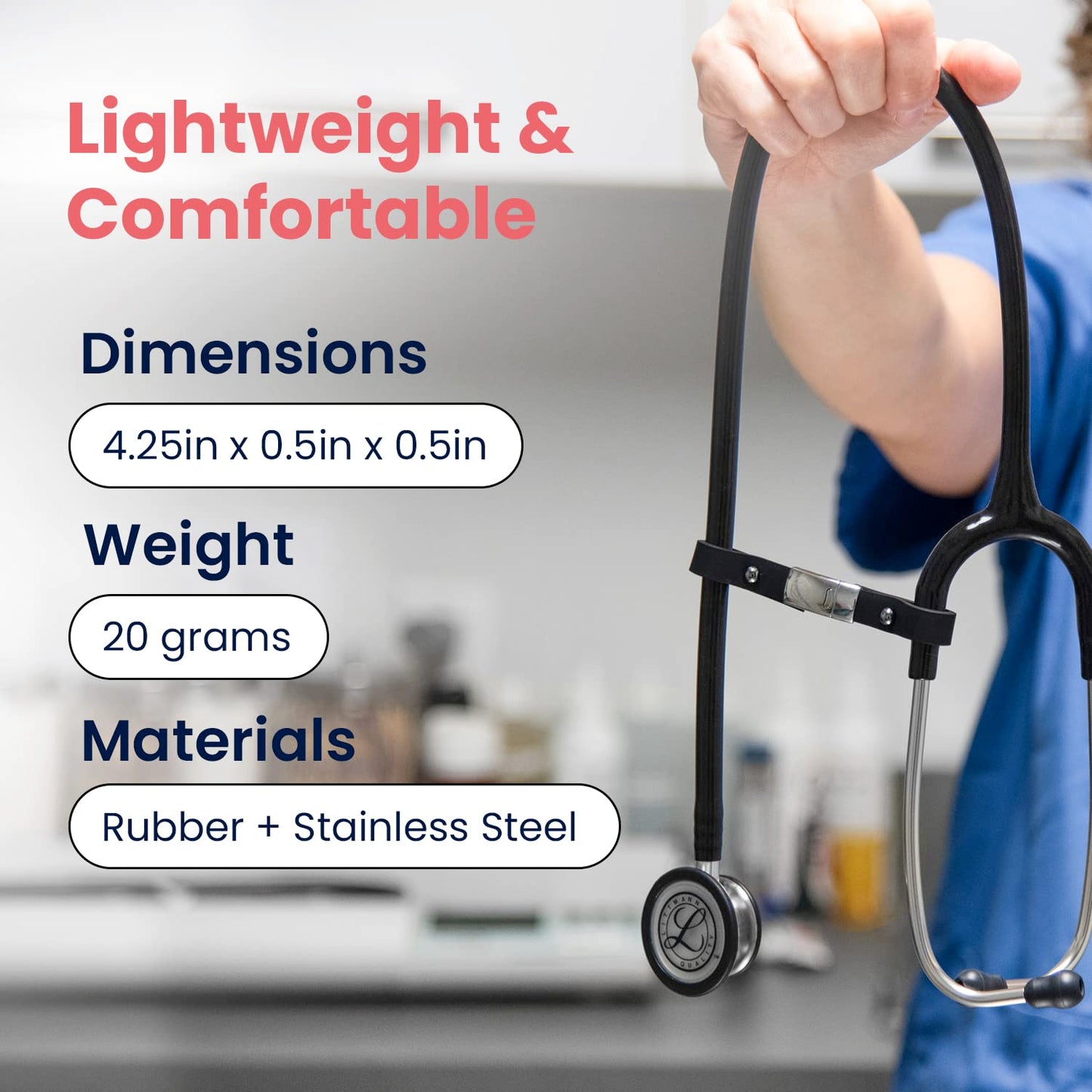 ScopePal Clip for Stethoscopes, Stethoscope Clip for Doctors, Nurses, Medical Students, Stethoscope Accessory Compatible with 3M Littmann Classic III, Lightweight II S.E, and More, Black