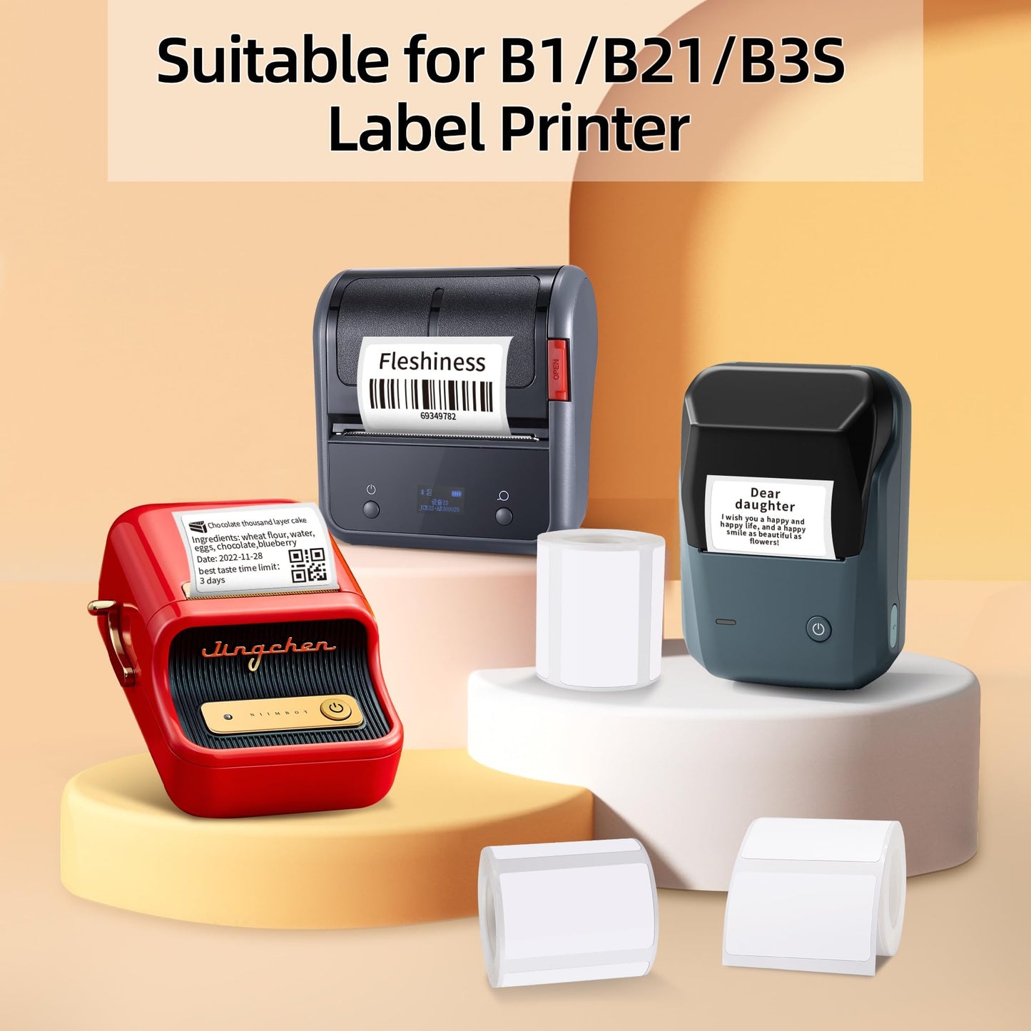 40x30mm (1.57"x1.18") Labels for B1/B21/B3S Label Maker, 3 Rolls Waterproof Thermal Label Paper Sticker for Small Business/Home/Office Use- 230 Labels/Roll, White