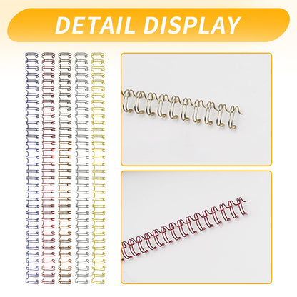 Aynaxcol 100 Pack Metal Twin Loop Binding Wire Coils, 32-Loop, 3/8" Mixing Color Double Loop Wire Binding Rings Wire, 3:1 Pitch, Multi Color Binding Spirals 10mm