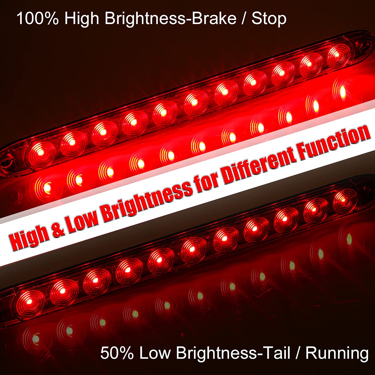 CZC AUTO 16 Inch 11 LED Trailer Light Bar Strip 2 PCS 12V Tail Light Waterproof Red Light for Tail Running Stop Brake Turn Signal Marker Light ID Bar on RV Truck Boat Trailers