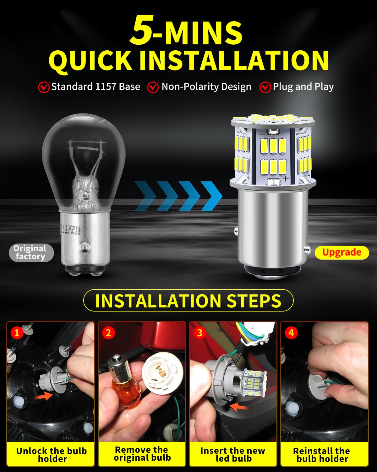 Antline 1157 BAY15D 7528 2057 2357 LED Bulbs White, Super Bright 3014 54-SMD LED Replacement for 12V-24V RV Camper Car Vehicle Trailer Trunk Backup Reverse Tail Brake Turn signal Lights (Pack of 10)