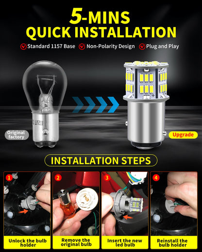 Antline 1157 BAY15D 7528 2057 2357 LED Bulbs White, Super Bright 3014 54-SMD LED Replacement for 12V-24V RV Camper Car Vehicle Trailer Trunk Backup Reverse Tail Brake Turn signal Lights (Pack of 10)